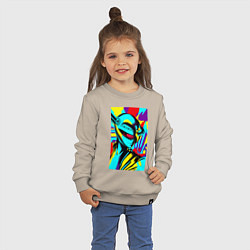 Свитшот хлопковый детский Alien - neural network - pop art, цвет: миндальный — фото 2