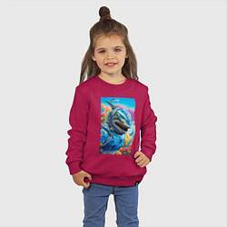 Свитшот хлопковый детский Shark - cyberpunk - neural network, цвет: маджента — фото 2
