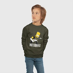 Свитшот хлопковый детский Motorhead Барт Симпсон рокер, цвет: хаки — фото 2