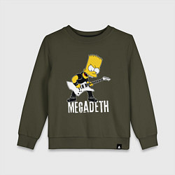Свитшот хлопковый детский Megadeth Барт Симпсон рокер, цвет: хаки