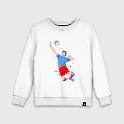 Свитшот хлопковый детский Нападающий удар в волейболе, цвет: белый