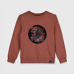 Свитшот хлопковый детский Японский самурай в круге, цвет: кирпичный