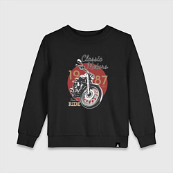 Свитшот хлопковый детский Мотоцикл Ретро принт 1, цвет: черный