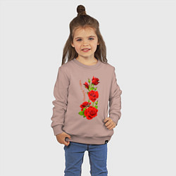Свитшот хлопковый детский Прекрасная Устина - букет из роз, цвет: пыльно-розовый — фото 2