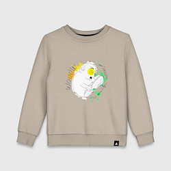 Свитшот хлопковый детский Лемур: so much wow, цвет: миндальный