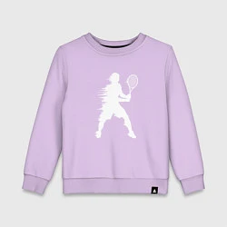 Свитшот хлопковый детский Белый силуэт теннисиста, цвет: лаванда
