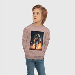 Свитшот хлопковый детский Брутальный астронавт, цвет: пыльно-розовый — фото 2