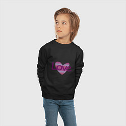 Свитшот хлопковый детский Надпись Love на сердце, цвет: черный — фото 2
