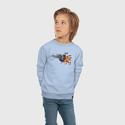 Свитшот хлопковый детский Человек-бензопила почита робот, цвет: мягкое небо — фото 2