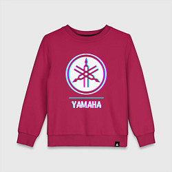 Свитшот хлопковый детский Значок Yamaha в стиле glitch, цвет: маджента