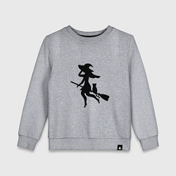 Детский свитшот Ведьмочка и кот на метле