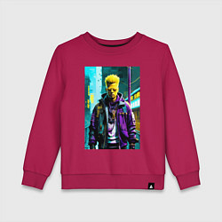 Свитшот хлопковый детский Крутой чувак Барт Симпсон, цвет: маджента