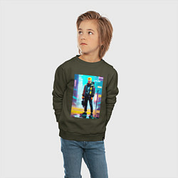 Свитшот хлопковый детский Барт Симпсон а большом городе, цвет: хаки — фото 2