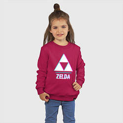 Свитшот хлопковый детский Zelda в стиле glitch и баги графики, цвет: маджента — фото 2