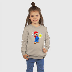 Свитшот хлопковый детский Марио держит звезду, цвет: миндальный — фото 2
