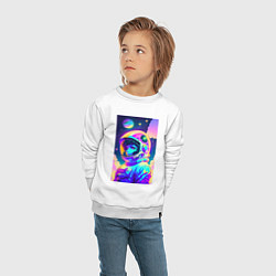 Свитшот хлопковый детский Девчонка бравый космонавт - нейросеть, цвет: белый — фото 2