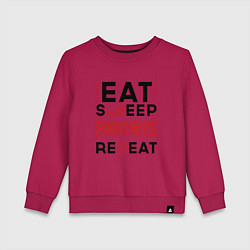 Свитшот хлопковый детский Надпись: eat sleep Fortnite repeat, цвет: маджента