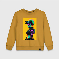 Свитшот хлопковый детский Мардж Симпсон - киберпанк, цвет: горчичный