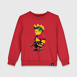 Свитшот хлопковый детский Bart Simpson samurai - neural network, цвет: красный