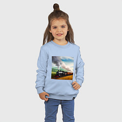 Свитшот хлопковый детский Ретро поезд, цвет: мягкое небо — фото 2