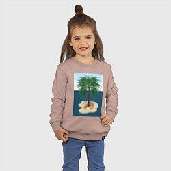 Свитшот хлопковый детский Кот под пальмой на острове, цвет: пыльно-розовый — фото 2