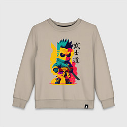 Свитшот хлопковый детский Bart Simpson - samurai - bushido, цвет: миндальный