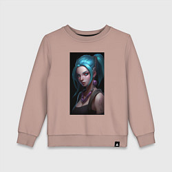 Свитшот хлопковый детский Jinx art Arcane League of Legends, цвет: пыльно-розовый