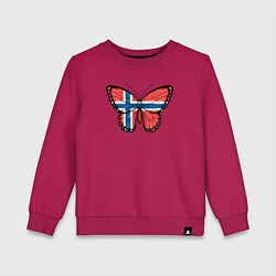 Свитшот хлопковый детский Норвегия бабочка, цвет: маджента