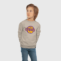 Свитшот хлопковый детский Lakers ball, цвет: миндальный — фото 2