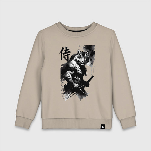 Детский свитшот Tiger samurai - hieroglyph - art / Миндальный – фото 1