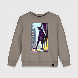 Детский свитшот Чёрный котяра на своём районе - Бронкс