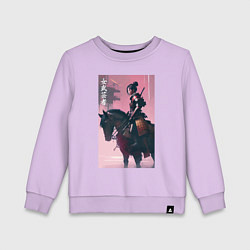 Свитшот хлопковый детский Онна-бугэйся -конная девушка-самурай - нейросеть, цвет: лаванда