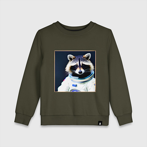 Детский свитшот Енот космонавт / Хаки – фото 1