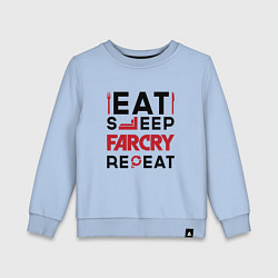 Свитшот хлопковый детский Надпись: eat sleep Far Cry repeat, цвет: мягкое небо