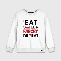 Свитшот хлопковый детский Надпись: eat sleep Far Cry repeat, цвет: белый