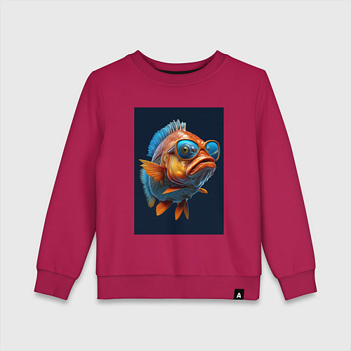 Детский свитшот Рыба карп в солнечных очках / Маджента – фото 1