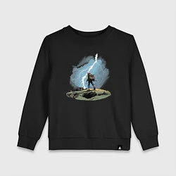 Свитшот хлопковый детский Дурак на холме ловит молнию, цвет: черный