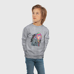 Свитшот хлопковый детский Девушка рокерша с разноцветными волосами, цвет: меланж — фото 2