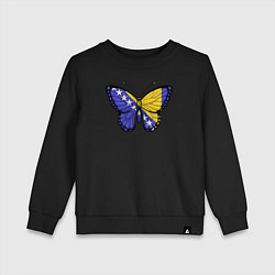 Свитшот хлопковый детский Бабочка Босния и Герцеговина, цвет: черный