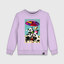 Детский свитшот Три панды под цветным зонтиком