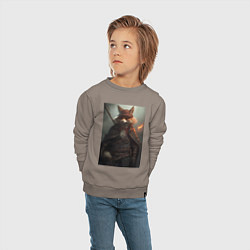 Свитшот хлопковый детский Лис авантюрист, цвет: утренний латте — фото 2