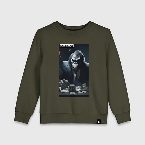 Детский свитшот Payday 3 gorilla with money / Хаки – фото 1