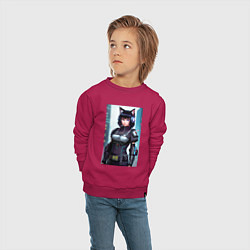 Свитшот хлопковый детский Девчонка-кошка - киберпанк - нейросеть, цвет: маджента — фото 2