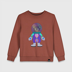 Свитшот хлопковый детский Мишка космонавт, цвет: кирпичный