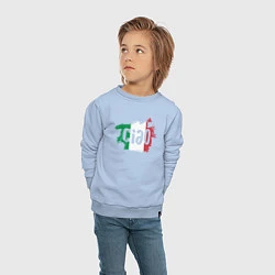 Свитшот хлопковый детский Привет Италия, цвет: мягкое небо — фото 2
