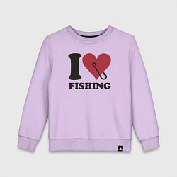 Свитшот хлопковый детский I love fishing, цвет: лаванда