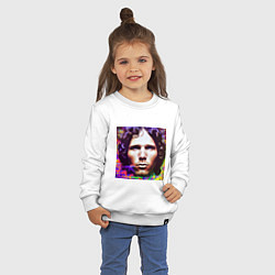 Свитшот хлопковый детский Jim Morrison Glitch 25 Digital Art, цвет: белый — фото 2