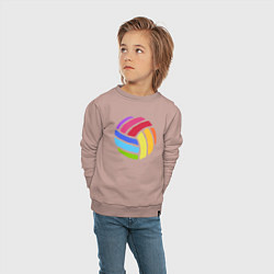 Свитшот хлопковый детский Rainbow volleyball, цвет: пыльно-розовый — фото 2
