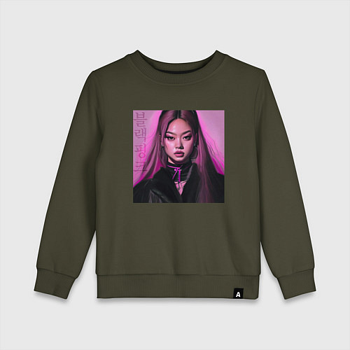 Детский свитшот Blackpink Jennie аниме рисунок / Хаки – фото 1