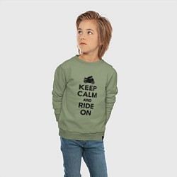 Свитшот хлопковый детский Keep calm and ride on, цвет: авокадо — фото 2